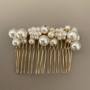 Two hair clips pearls and metals modern
